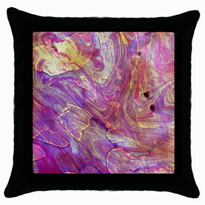 Marbling Abstract Layers Throw Pillow Case (Black)