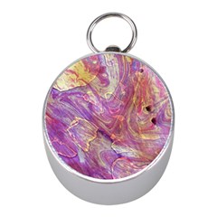 Marbling Abstract Layers Mini Silver Compasses