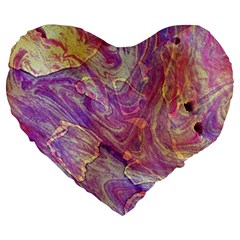 Marbling Abstract Layers Large 19  Premium Flano Heart Shape Cushions