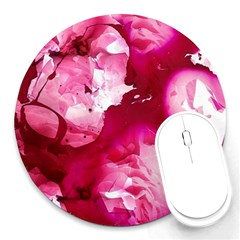 Peonie On Marbling Patterns Round Mousepads