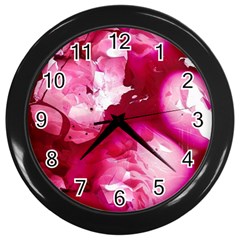 Peonie On Marbling Patterns Wall Clock (Black)