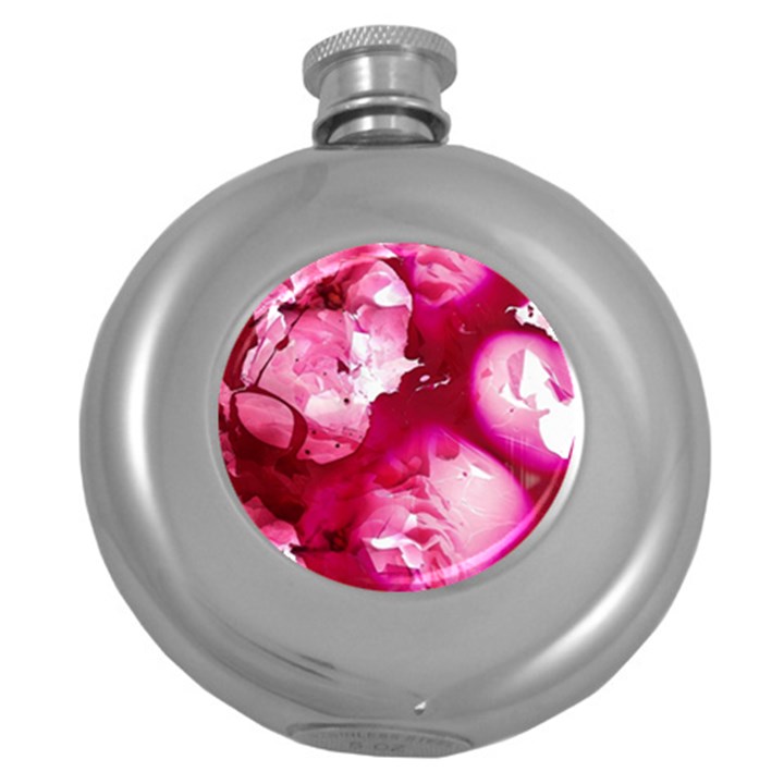 Peonie On Marbling Patterns Round Hip Flask (5 oz)