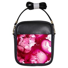 Peonie On Marbling Patterns Girls Sling Bag