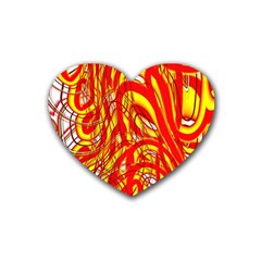 Fire On The Sun Rubber Coaster (heart)  by ScottFreeArt