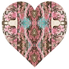 Paola De Giovanni- Marbling Art Viii Wooden Puzzle Heart by kaleidomarblingart