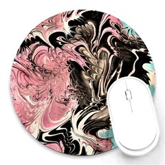 Paola De Giovanni-dragons Fire Iii Round Mousepads by kaleidomarblingart