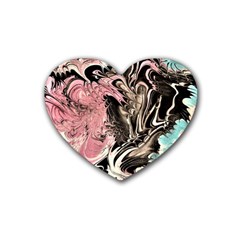 Paola De Giovanni-dragons Fire Iii Rubber Coaster (heart)  by kaleidomarblingart