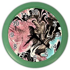 Paola De Giovanni-dragons Fire Iii Color Wall Clock by kaleidomarblingart