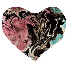 Paola De Giovanni-dragons Fire Iii Large 19  Premium Heart Shape Cushions by kaleidomarblingart