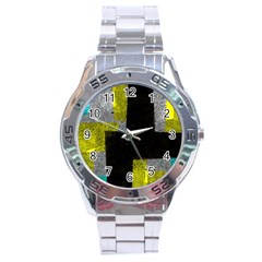 Abstract Tiles Stainless Steel Analogue Watch