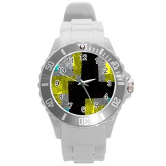 Abstract Tiles Round Plastic Sport Watch (L)