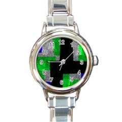 Abstract Tiles Round Italian Charm Watch by essentialimage