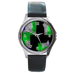 Abstract Tiles Round Metal Watch by essentialimage