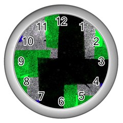 Abstract Tiles Wall Clock (silver) by essentialimage