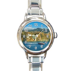 Taganga Bay Landscape, Colombia Round Italian Charm Watch by dflcprintsclothing