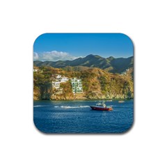 Taganga Bay Landscape, Colombia Rubber Coaster (square)  by dflcprintsclothing