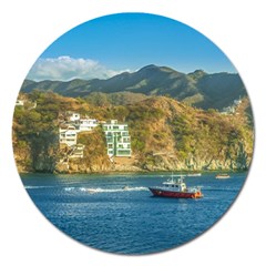 Taganga Bay Landscape, Colombia Magnet 5  (round) by dflcprintsclothing