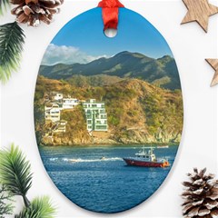 Taganga Bay Landscape, Colombia Oval Ornament (two Sides) by dflcprintsclothing