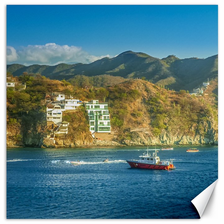 Taganga Bay Landscape, Colombia Canvas 16  x 16 