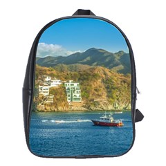 Taganga Bay Landscape, Colombia School Bag (large) by dflcprintsclothing