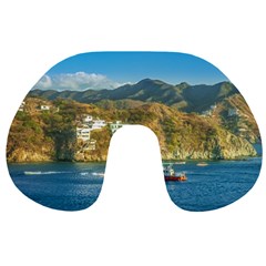 Taganga Bay Landscape, Colombia Travel Neck Pillow by dflcprintsclothing