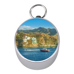 Taganga Bay Landscape, Colombia Mini Silver Compasses by dflcprintsclothing