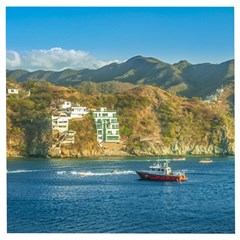 Taganga Bay Landscape, Colombia Wooden Puzzle Square by dflcprintsclothing