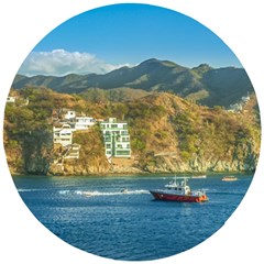 Taganga Bay Landscape, Colombia Wooden Puzzle Round by dflcprintsclothing