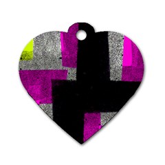 Abstract Tiles Dog Tag Heart (one Side) by essentialimage