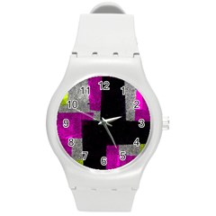 Abstract Tiles Round Plastic Sport Watch (m) by essentialimage