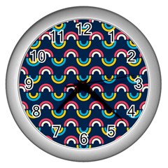 Geo Rainbow Stroke Wall Clock (silver) by tmsartbazaar