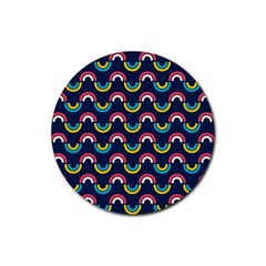 Geo Rainbow Stroke Rubber Coaster (round)  by tmsartbazaar