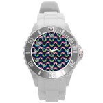 Geo Rainbow Stroke Round Plastic Sport Watch (L) Front