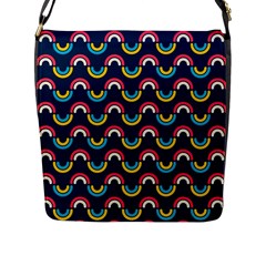 Geo Rainbow Stroke Flap Closure Messenger Bag (l) by tmsartbazaar