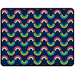 Geo Rainbow Stroke Double Sided Fleece Blanket (medium)  by tmsartbazaar