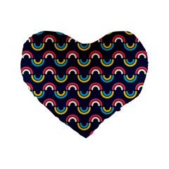 Geo Rainbow Stroke Standard 16  Premium Flano Heart Shape Cushions by tmsartbazaar