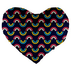 Geo Rainbow Stroke Large 19  Premium Flano Heart Shape Cushions by tmsartbazaar