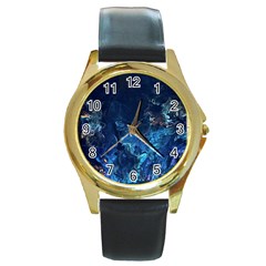  Coral Reef Round Gold Metal Watch by CKArtCreations