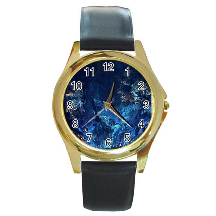  Coral reef Round Gold Metal Watch