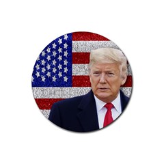 Trump President Sticker Design Rubber Round Coaster (4 Pack)  by dflcprintsclothing