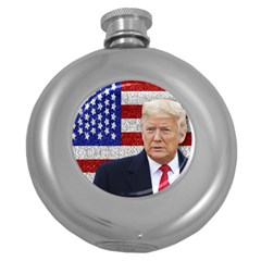 Trump President Sticker Design Round Hip Flask (5 Oz) by dflcprintsclothing