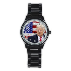 Trump President Sticker Design Stainless Steel Round Watch by dflcprintsclothing