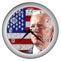 Biden President Sticker Design Wall Clock (silver) by dflcprintsclothing