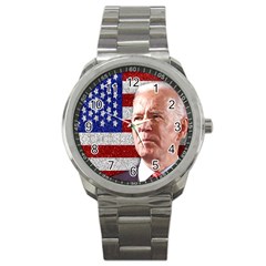 Biden President Sticker Design Sport Metal Watch by dflcprintsclothing