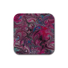 Marbling Ornate Rubber Square Coaster (4 Pack)  by kaleidomarblingart