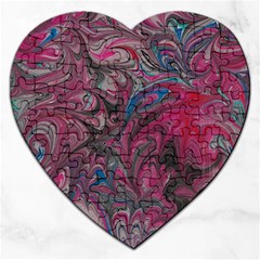 Marbling Ornate Jigsaw Puzzle (heart) by kaleidomarblingart