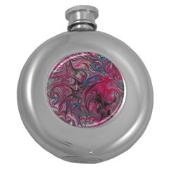 Marbling Ornate Round Hip Flask (5 Oz) by kaleidomarblingart