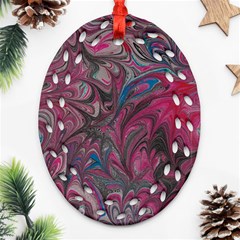 Marbling Ornate Oval Filigree Ornament (two Sides) by kaleidomarblingart