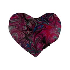 Marbling Ornate Standard 16  Premium Heart Shape Cushions by kaleidomarblingart