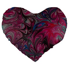 Marbling Ornate Large 19  Premium Heart Shape Cushions by kaleidomarblingart